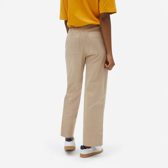 EVERLANE The Easy Pant Womens 2 Warm Khaki Tan Straight Leg Pull on Chino - Picture 2 of 14
